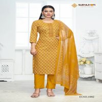 Suryajyoti Pariza Vol-1 Wholesale Cotton Neck Work Kurti With Pant And Dupatta