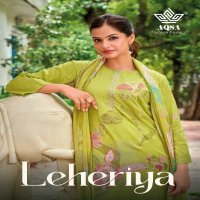 AQSA Leheriya Wholesale Cambric Cotton With Embroidery Dress Material