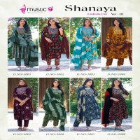 Mystic 9 Shanaya Vol-3 Wholesale Umbrella Cut Kurtis With Pant And Dupatta