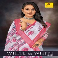 vinamra white and white vol 5 pretty look linen saree with blouse