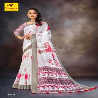 vinamra white and white vol 5 pretty look linen saree with blouse