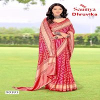 saumya dhruvika classic look brasso printed saree with blouse