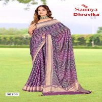 saumya dhruvika classic look brasso printed saree with blouse