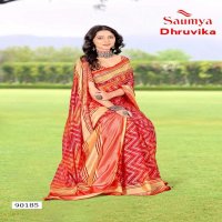 saumya dhruvika classic look brasso printed saree with blouse