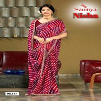 Saumya Nisha Wholesale Dull Moss Lariya Print Sarees