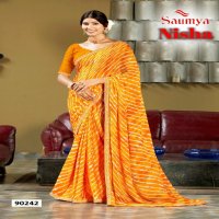 Saumya Nisha Wholesale Dull Moss Lariya Print Sarees