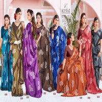 kiyra kamalkunj beautiful unique colour print saree collection