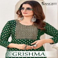 Sangeet Grishma Wholesale Faux Georgette Foil Gold Print Long Kurtis