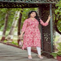 Tips And Tops Grassy Wholesale Heavy Reyon Print A Line Long Kurtis