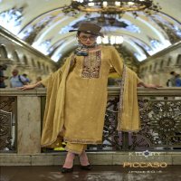 Kilory Piccaso Wholesale Pure Woven Silk With Fancy Handwork Function Wear Suits