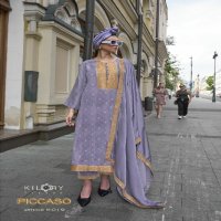 Kilory Piccaso Wholesale Pure Woven Silk With Fancy Handwork Function Wear Suits