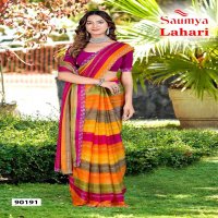 lahari by saumya siroski work trendy golden chiffon saree collection
