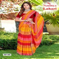 lahari by saumya siroski work trendy golden chiffon saree collection
