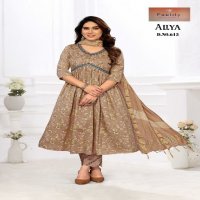 Fablily Aliya Wholesale Two Tone With Embroidery Alia Cut Kurti With Pant And Dupatta