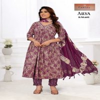 Fablily Aliya Wholesale Two Tone With Embroidery Alia Cut Kurti With Pant And Dupatta