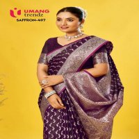 Umang saffron 497 satin party wear saree for women