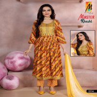 Master Khushi Vol-2 Wholesale Rayon Foil Ghera Tops With Pant And Dupatta