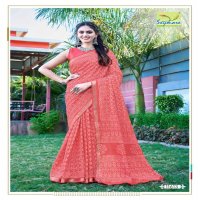 copper silk by seymore printed cotton attractive saree collection