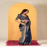 rajpath chocolate dola silk with foil print saree for women