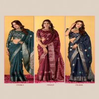 rajpath chocolate dola silk with foil print saree for women