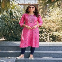 Vaniska Charming Vol-1 Wholesale Heavy Reyon Foil Print Long Kurtis