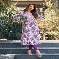 Vaniska Charming Vol-1 Wholesale Heavy Reyon Foil Print Long Kurtis