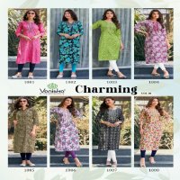 Vaniska Charming Vol-1 Wholesale Heavy Reyon Foil Print Long Kurtis