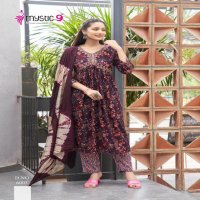 Mystic 9 Pooja Vol-6 Wholesale Aliya Cut Kurti With Pant And Dupatta