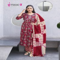 Mystic 9 Pooja Vol-6 Wholesale Aliya Cut Kurti With Pant And Dupatta