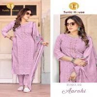 Tunic House Aarohi Wholesale Cotton With Inner Kurti With Pant And Dupatta