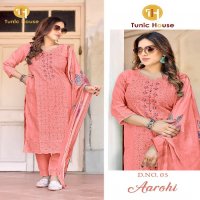 Tunic House Aarohi Wholesale Cotton With Inner Kurti With Pant And Dupatta