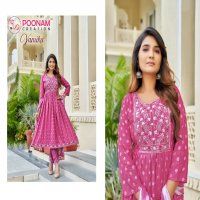 Poonam Vamika Wholesale Heavy Reyon Slub Kurtis With Pant And Dupatta