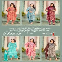 Dee Cee Sitara Wholesale Rayon Foil Print Ghera Kurtis With Pant And Dupatta