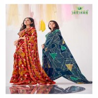 shree by sanskar tex georgette fancy printed saree collection