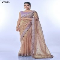 Fashion Berry Golden Thar Wholesale Golden Net Ethnic Indian Sarees