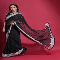 Fashion Berry Sundari White Wholesale Georgette Fabrics Indian Sarees