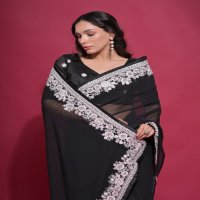 Fashion Berry Sundari White Wholesale Georgette Fabrics Indian Sarees