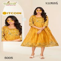 Hariyaali Bitcoin Vol-5 Wholesale Tissue Silk And Negative Print Kurtis Combo