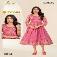 Hariyaali Bitcoin Vol-5 Wholesale Tissue Silk And Negative Print Kurtis Combo