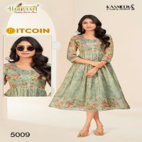 Hariyaali Bitcoin Vol-5 Wholesale Tissue Silk And Negative Print Kurtis Combo