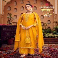 Rangoon Ras Wholesale Silk With Fancy Work Kurti With Pant And Dupatta