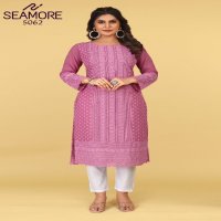 Seamore Pink Palak Vol-3 Wholesale Woman Lakhnawi Work Kurtis