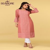 Seamore Pink Palak Vol-3 Wholesale Woman Lakhnawi Work Kurtis