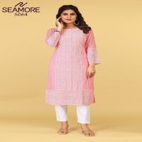 Seamore Pink Palak Vol-3 Wholesale Woman Lakhnawi Work Kurtis