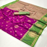 Rajtex Kshasha Wholesale Two Tone Contrast Handloom Weaving Festive Sarees