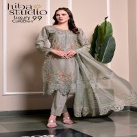 Hiba Studio LPC-99 Wholesale Organza Straight Tunics With Pant And Dupatta