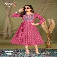 Dee Cee Ziya Wholesale Rayon Print Flared Long Feeding Kurtis