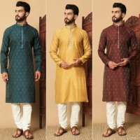 Outluk Vol-131 Wholesale Jacquard Kurta With Pajama Mens Wear