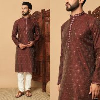 Outluk Vol-131 Wholesale Jacquard Kurta With Pajama Mens Wear