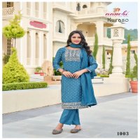 Aanchi Kurazo Wholesale Roman Straight Cut Top With Bottom And Dupatta